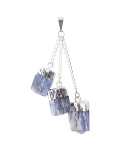 3 Blue Kyanite Dangle Charms Pendant, Silver Plated (1pc) NETT