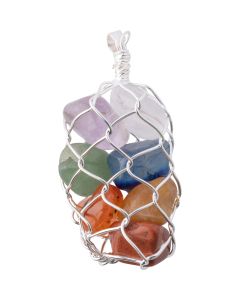 Chakra Wire Bag Pendant, Silver Plated (1pc) NETT