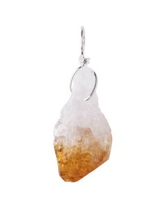 Citrine (Heat Treated) Point Pendant, Silver Plated Loop (1pc) NETT