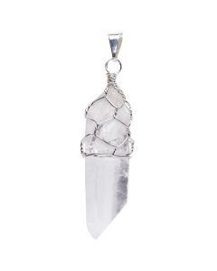 Crystal Point Pendant, Silver Plated Basket Top (1pc) NETT