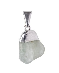 Aquamarine Tumblestone Pendant, Silver Plated (1pc) NETT