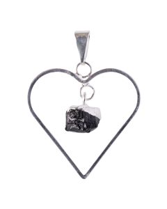 Heart Pendant with Tourmaline Dangle Charm, Silver Plated (1pc) NETT