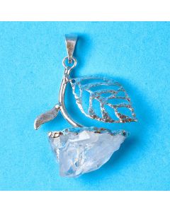 Leaf Pendant with Quartz Point, Silver Plated (1pc) NETT