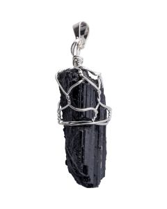 Pendant Tourmaline Point with Wire Basket Silver Plated (1pc) NETT