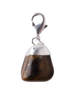 Mini Gold Tiger Eye Tumblestone Charm, Silver Plated (1pc) NETT