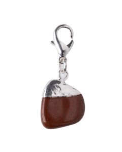 Mini Red Jasper Tumblestone Charm, Silver Plated (1pc) 