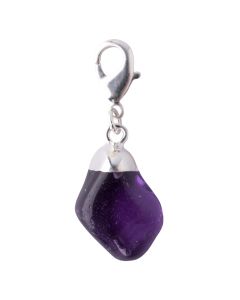 Mini Amethyst Tumblestone Charm, Silver Plated (1pc) NETT