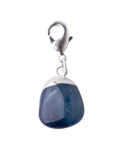 Mini Blue Agate Tumblestone Charm, Silver Plated (1pc) NETT