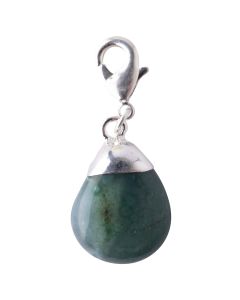 Mini Green Agate Tumblestone Charm, Silver Plated (1pc) NETT