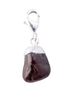 Mini Garnet Tumblestone Charm, Silver Plated (1pc) NETT