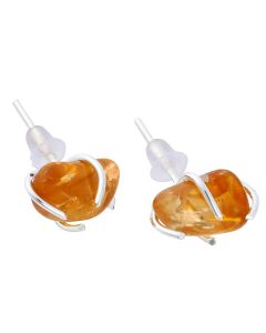 Tumbled Citrine Earstuds, Silver Plated (1pair)