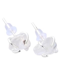 Tumbled Quartz Earstuds, Silver Plated (1pair)