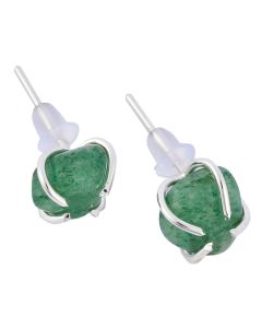 Tumbled Green Quartz Earstuds, Silver Plated (1pr)