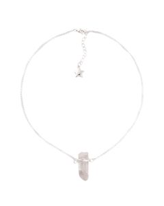 Wire wrapped Quartz Point Necklace Silver Plated (1pc)