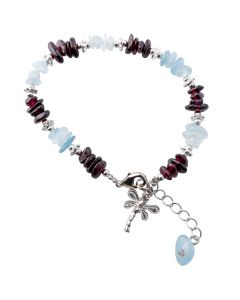 Aquamarine & Garnet Chip Bracelet with Dragonfly Charm (1pc) NETT