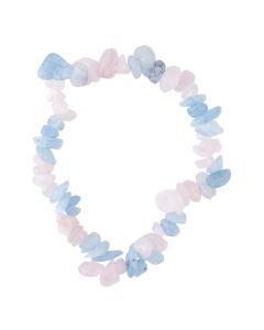 Aquamarine & Rose Quartz Chip Bracelet (Elastic Cord) (1pc) NETT