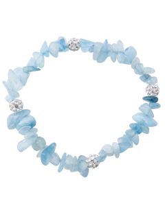 Aquamarine Chip+ Rhinestone Ball Elastic Bracelet NETT