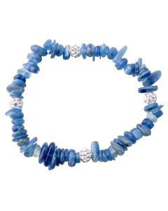 Kyanite Chip & Rhinestone Ball Bracelet (Elastic Cord) (1pc) NETT