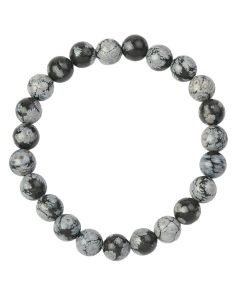 8mm Snowflake Obsidian Bead Bracelet (1pc)