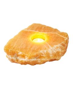 Orange Calcite Tealight Holder with Resin (1pc)