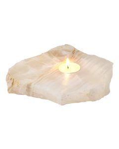 White Onyx Irregular Tealight Holder, Rough Edge approx 12x18x2cm (1pc)