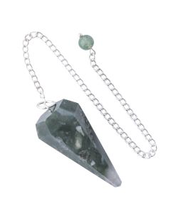 Green Moss Agate Pendulum With 6" Chain (1pc) NETT