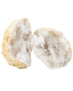 White Quartz Geode 7-10cm Morocco (1 Pair) NETT