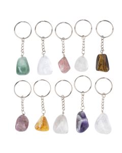 Assorted Gemstone Tumbled Keyrings (10pc) NFD
