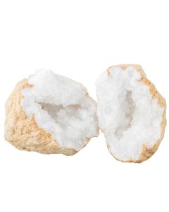 White Quartz Geode 10-12cm Morocco (1 Pair) NETT