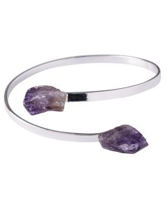 Bangle with 2 Amethyst Points, Silver Plated (1pc) NETT