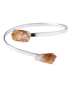 Bangle with 2 Citrine (Heat Treated) Points, Silver Plated (1pc) NETT