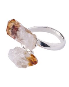 Ring with 2 Citrine Heat Treated Points Silver Plated (1pc) NETT