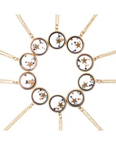 Chakra Floating Beads with Star 18" Necklace, Gold Plated (10pc) NETT