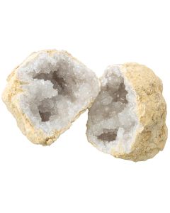 White Quartz Geode 15-20cm Morocco (1 Pair) NETT