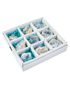 Celestite Cluster in Gift Box with ID Card (9 Piece) NETT