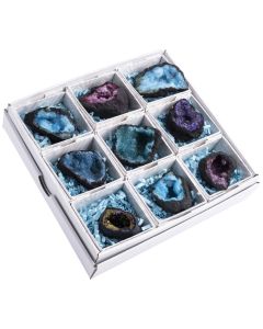 Dyed Quartz Geodes Mixed Colours with ID Cards (9pcs) NETT