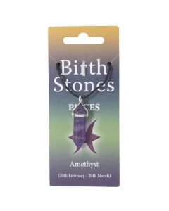 Pisces, Amethyst Birthstone Pendant on Thong (10pcs) NETT