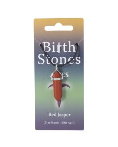 Aries, Red Jasper Birthstone Pendant on Thong (10pcs) NETT