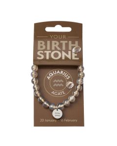 AQUARIUS Agate Birthstone Bead Bracelet with Charm (3pc) NFD
