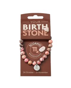 SCORPIO Rhodonite Birthstone Bead Bracelet with Charm (3pc) NFD