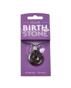 PISCES Amethyst Birthstone Donut Pendant on Thong with Charm (3pc) NFD