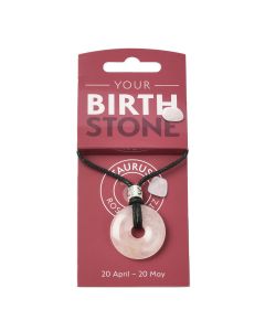 TAURUS Rose Quartz Birthstone Donut Pendant on Thong with Charm (3pc) NFD