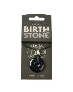 GEMINI Black Onyx Birthstone Donut Pendant on Thong with Charm (3pc) NFD