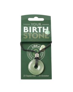 LIBRA Green Aventurine Birthstone Donut Pendant on Thong with Charm (3pc) NFD