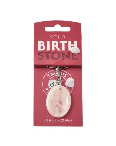 TAURUS Rose Quartz Birthstone Keyring with Charm (3pc) NFD