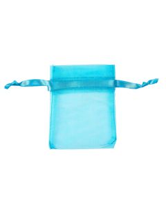 Turquoise Organza Drawstring Bag 7x9cm (20pc) NETT