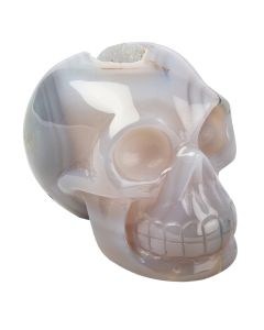 Agate Geode Skull Carving, 3.5" (1pc) NFD