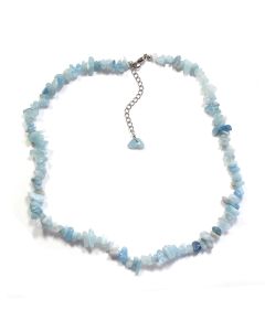 18" Aquamarine Chip Necklace & Ext Chain, A&B Grade (1pc) NETT