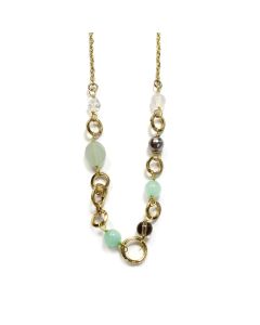 Link Chain and Gemstone Necklace 18" GP (1pc) (Was £4 Now £2) NETT 