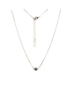 16" Necklace (Rhodium Plated) with 6mm Green Rainbow Druzy Bead (1pc) (Was £3.85 Now £1.925) NETT